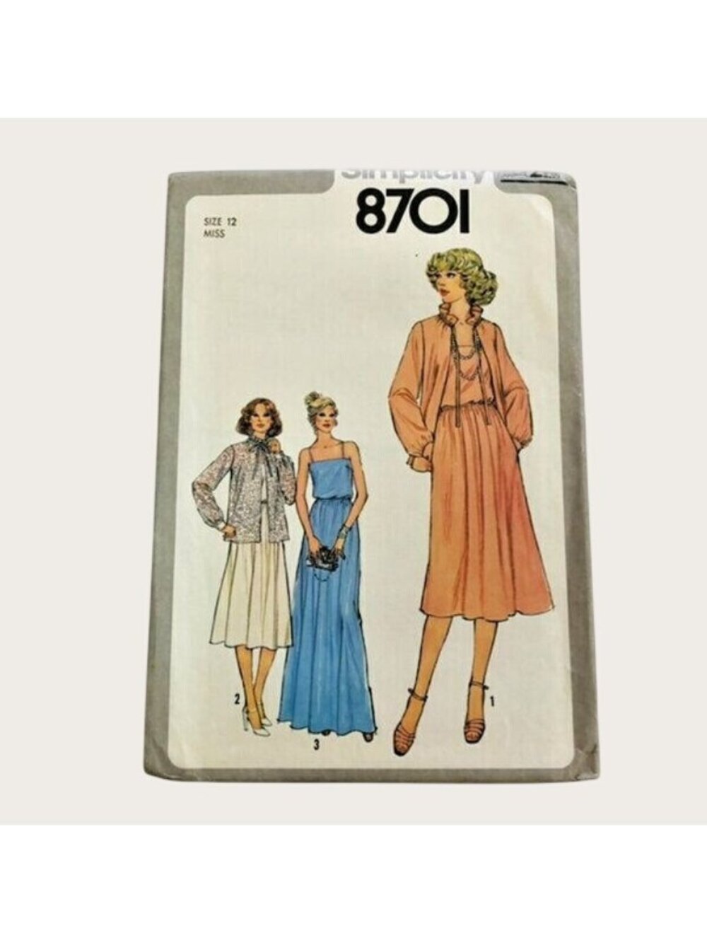 Vintage Simplicity Sewing Pattern 8701 Misses Dress Jacket Size 12 Uncut